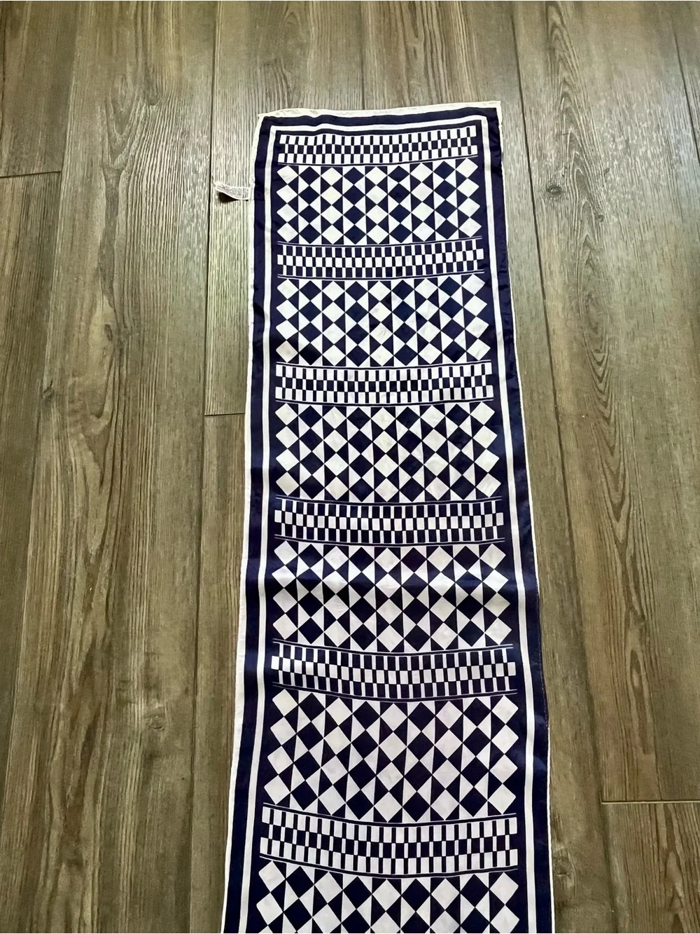 Geometric Navy and White Scarf - 11/30 inches
